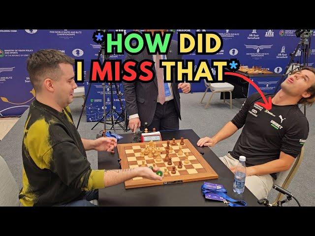 What did Nepo say that made Carlsen go back in his chair | Carlsen vs Nepo | World Blitz 2023