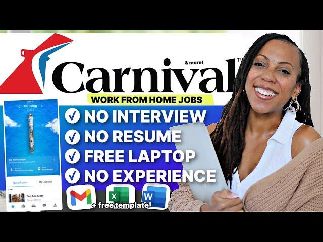 Carnival Cruise is Hiring!  | Get Paid $31.25/hr | No Interview, No Experience Work From Home Jobs