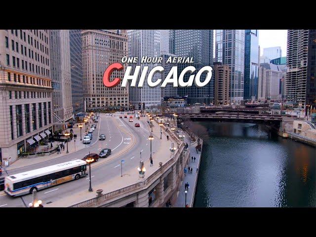 One Hour Relaxation - Aerial Chicago - 4K Drone Footage - Relaxation Piano