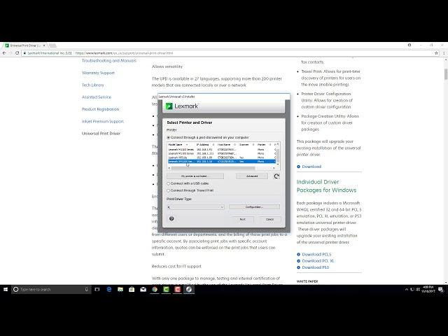 Downloading and Installing Lexmark Driver