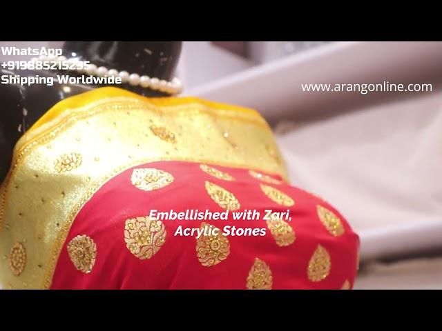 ARNG-3605 "The Crimson Red" Premium Banarasi Silk Saree||Crepe Silk||Golden Zari||Acrylic Stones