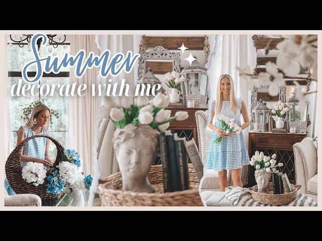 SUMMER DECORATING IDEAS | SUMMER DECORATE WITH ME | WHITE  & BLUE SUMMER DECOR | SIMPLE SUMMER DECOR