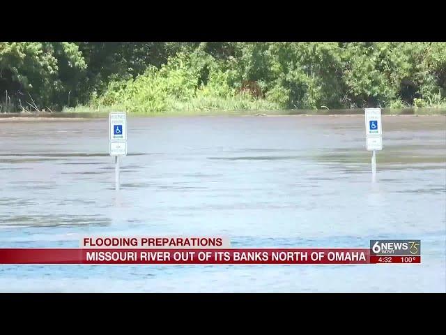 Missouri River out of its banks north of Omaha metro