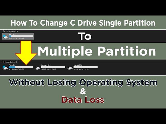 [Tips] How to create partition from C drive without format and losing OS and data | +919015367522