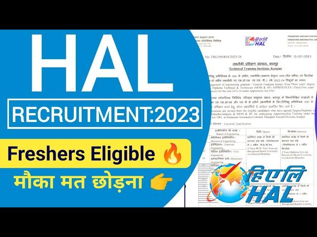 HAL Recruitment 2023 | Hindustan Aeronautics Limited Vacancy| Diploma & BTech Apprentice Recruitment