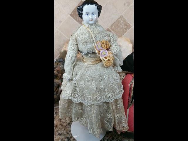 2 Antique German China Head Dolls - An 1860's & Civil War Doll & 1890's Fortune Teller Psychic Doll