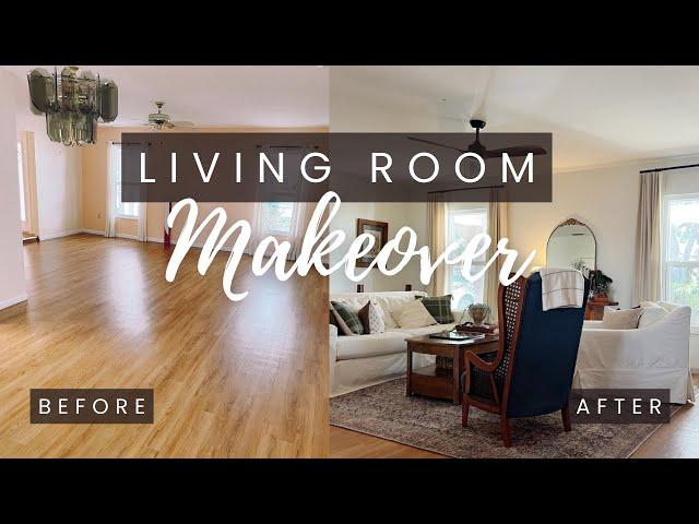 COMPLETE LIVING ROOM MAKEOVER using thrifted furniture and decor!