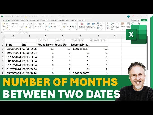  Number of Months Between Two Dates in Excel | Month Calculator