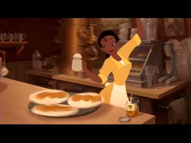 Tiana serving beignets for speech