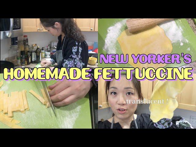 (ENG)NY. MAKING HOMEMADE HANDMADE FETTUCCINE PASTA NOODLE, Living in NYC.