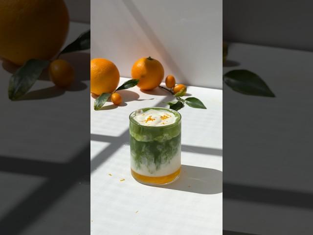 making a orange creamsicle matcha latte #matcha #latte #coffee #homecafe #recipe #garden