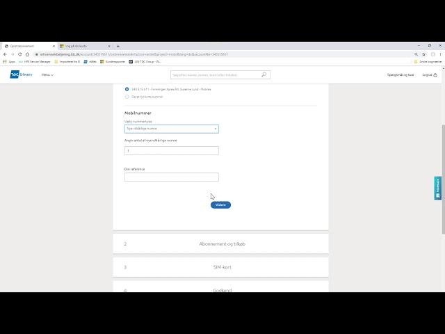 TDC Erhverv Selvbetjening | Opret mobil abonnement