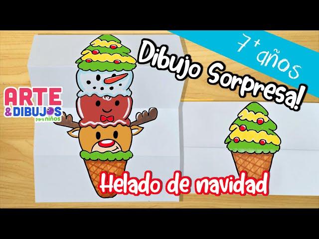 Como dibujar UN HELADO | DIBUJO SORPRESA NAVIDAD | Arte y Dibujos para Niños