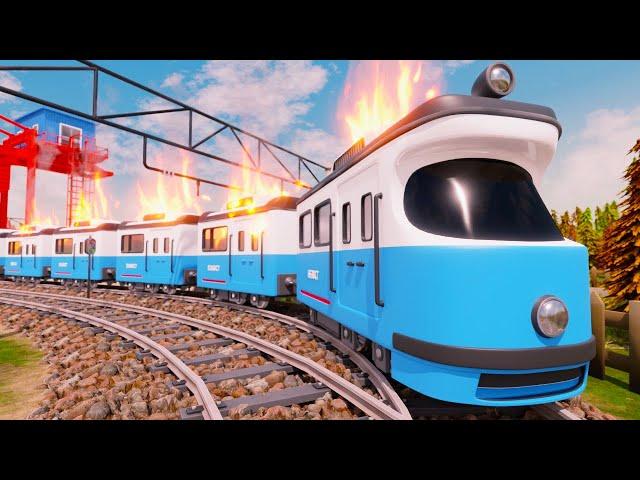  The Burning TRAIN - Lego Train Cartoon - Choo choo train kids videos