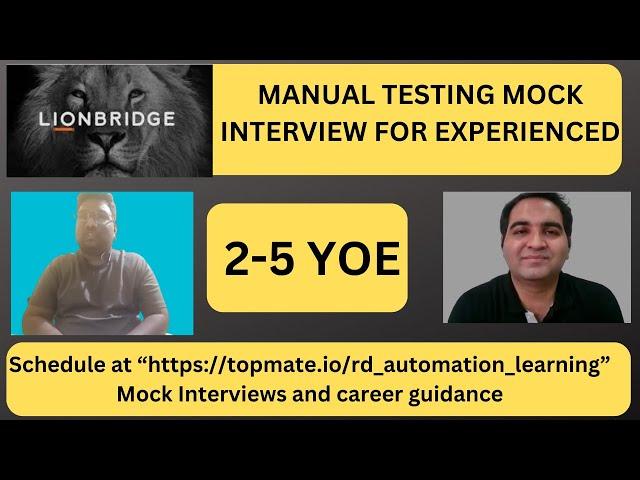 Manual Testing Interview Questions and Answers| Manual Testing Mock Interview for Experienced