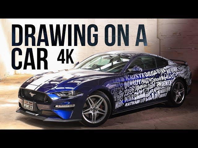 Drawing on a car 4K timelapse
