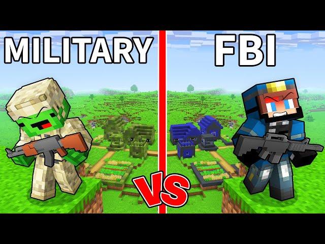 Mikey and JJ Left MILITARY vs FBI Village in Minecraft (Maizen)