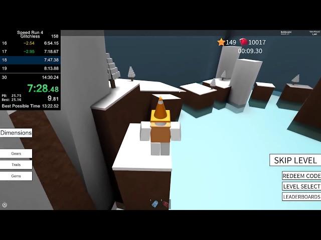 ROBLOX Speed Run 4 - All Levels Glitchless in 13:27.250