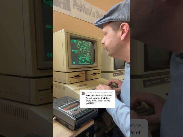 Early computer programs were often stored on tape! Loading PAC-MAN from cassette on an apple IIe 
