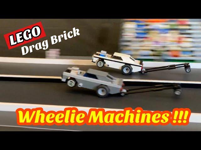 LEGO Muscle Car Drag Racing with Wheelies & Wrecks - DRAG BRICK Wheelie Machines - Real, Fast.