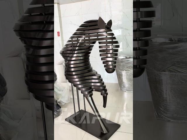  Modern Steel Horse Sculpture for Interior Elegance | Custom Lobby Art