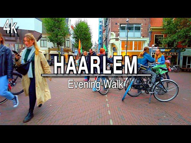 【4k】Haarlem City Center Evening FALL Walking Tour | Netherlands | 4k 60FPS UHD