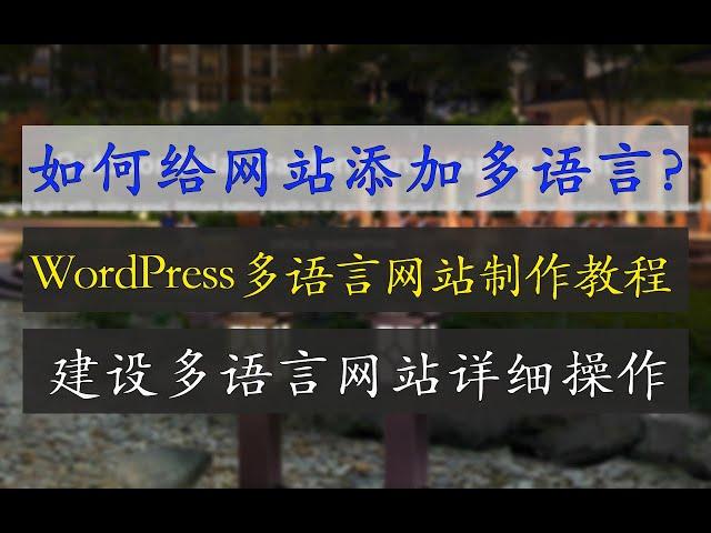 网站添加多语言教程-01 | WordPress网站多语言搭建详细操作步骤 | 建设多语言网站 | 添加多语言网站教程 | WordPress多语言网站操作教学