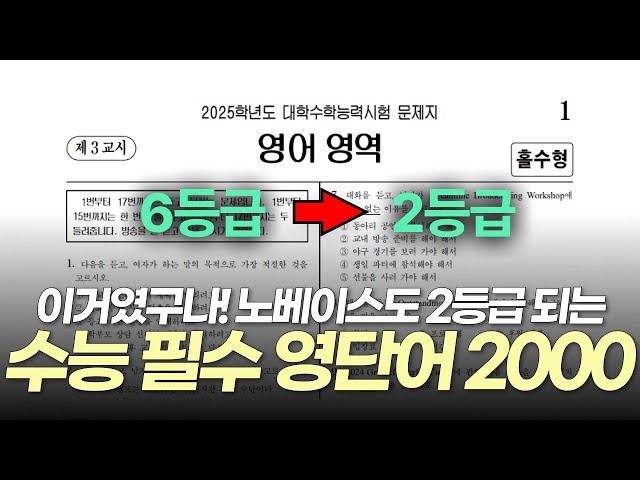 2000개로 끝내는 최소2등급 수능 필수 영단어 ㅣ 노베이스에서 2등급까지, 필수 영단어 2000개면 가능합니다.