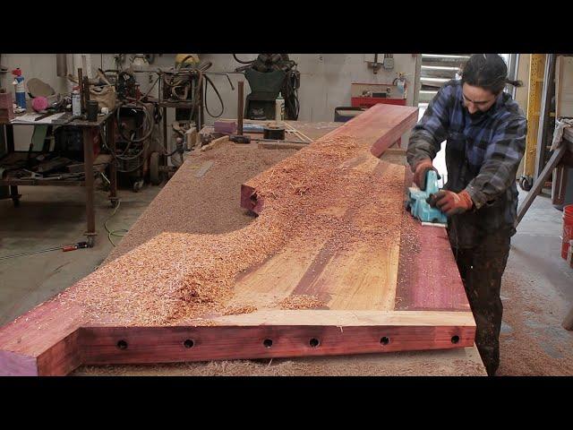 Purpleheart Rudder / Cherry Cabinetry (rebuilding Tally Ho ep148)