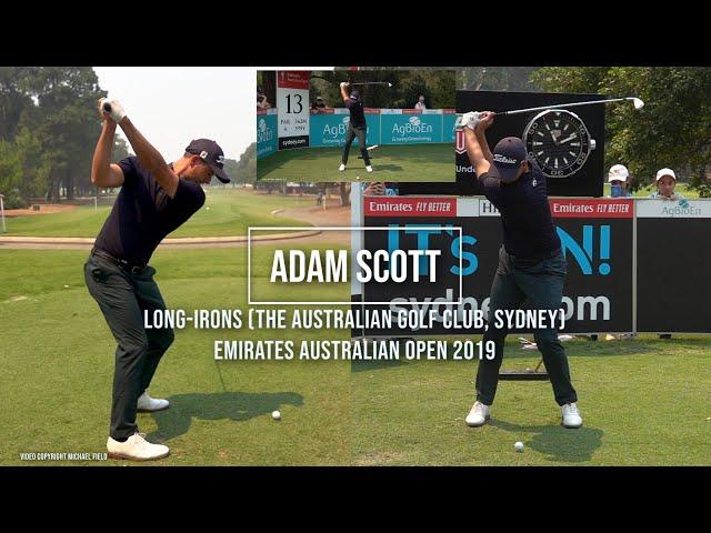 Adam Scott Golf Swing Long Irons (FO & DTL views) Emirates Australian Open, Sydney, December 2019.