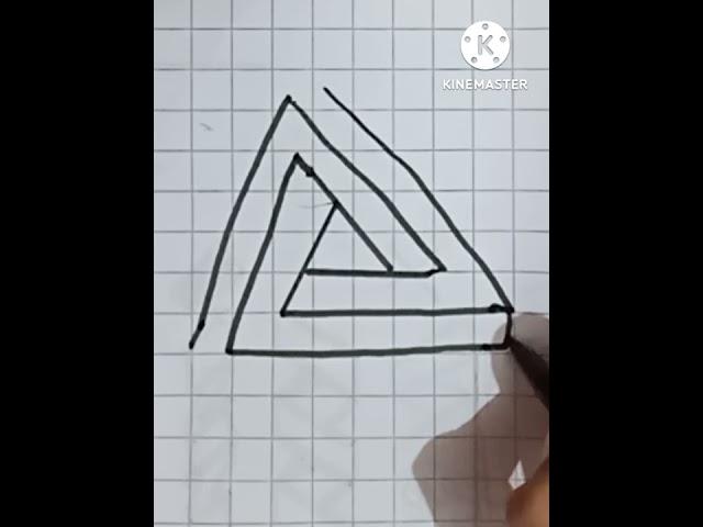 easy and simple 3D triangle drawing with black sketch #by abhi panwar arts️
