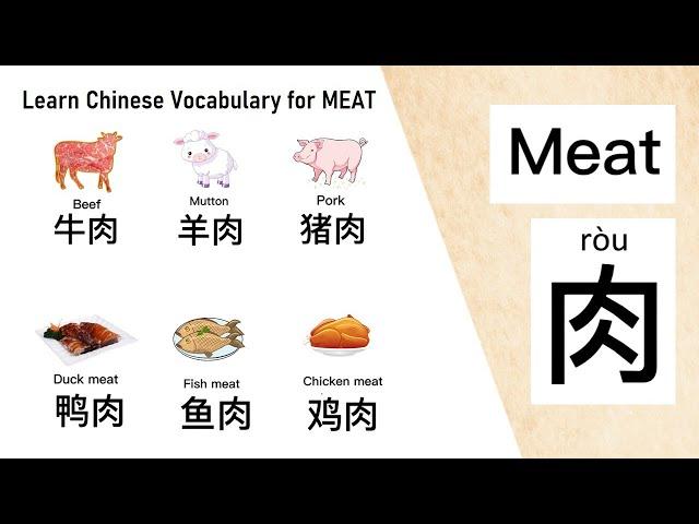 Learn Chinese Words for MEAT 肉类的中文字  #学中文  #学汉语 #learnchinesebeginner  #learnmandarin