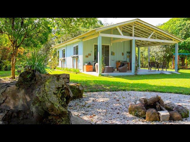 SMALL WOODEN HOUSE with BALCONY and BARBECUE