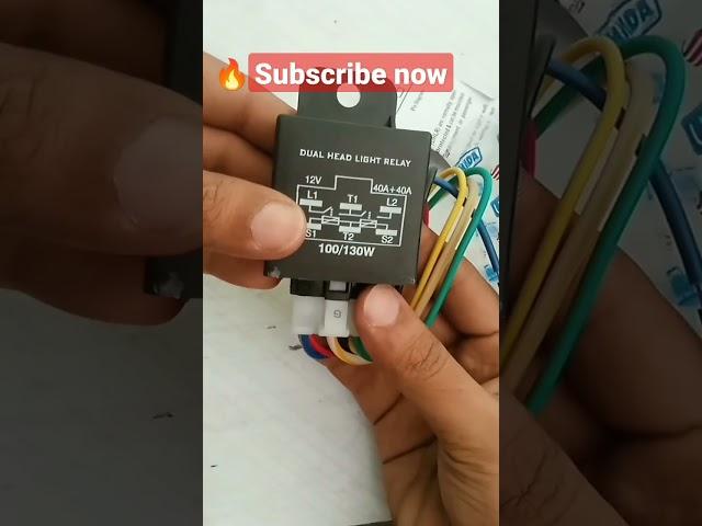 Dual head lamp relay 12V 40+40amp#shorts  for use of high power halogen  bulb upto 130/100w