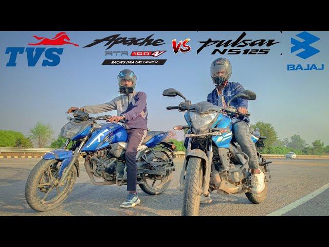 TVS APPACHE 160 4v VS BAJAJ PULSAR NS 125 || DRAG RACE || @DRAGGER_JATIN