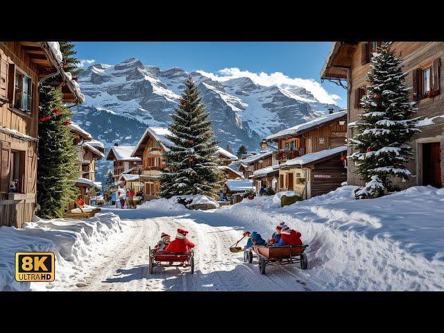 Mürren Switzerland A Breathtaking Sunny Day in Mürren, Switzerland's Snow Paradise! 8K ️