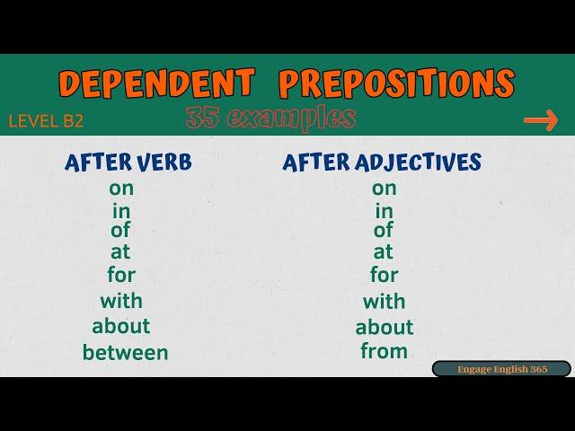 Dependent Prepositions I English Vocabulary I Level B2 I Learn English I Listen and Practice English