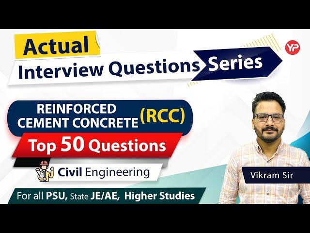 Top 50 Actual RCC Interview questions asked in PSU's, State AE/JE exams | RCC Interview marathon