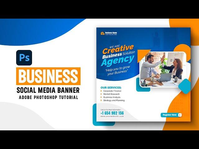 Business Promotion Social Media Banner Design | Adobe Photoshop Tutorial | Speed Art | Grafix Mentor