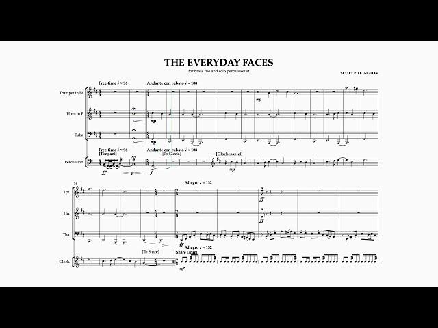 The Everyday Faces - Composition for Brass Trio and Percussion by Scott Pilkington