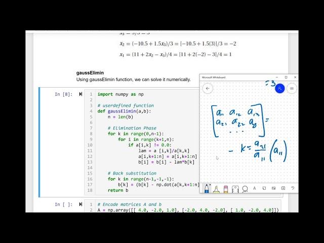 2.2 - Gaussian Elimination Method (code & example) - Engineering Numerical Methods w/Python 3