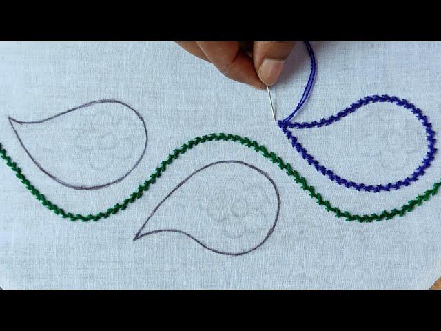 Hand embroidery new border line nakshi kantha stitch tutorial,নকশীকাঁথা বর্ডার নকশা সেলাই টিউটোরিয়াল