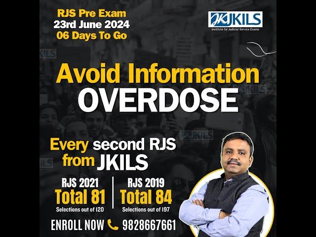 Avoid Information OVERDOSE | RJS Pre Exam 2024  | JKILS Jaipur