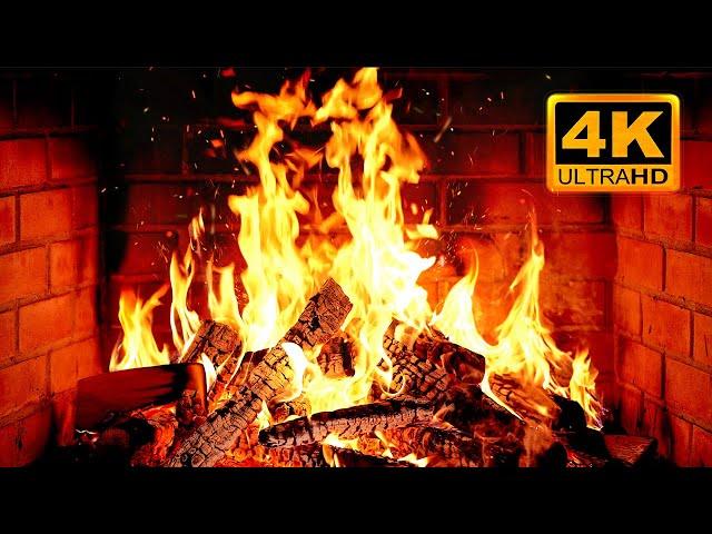  Cozy Fireplace 4K (12 HOURS). Fireplace with Crackling Fire Sounds. Fireplace Ambience