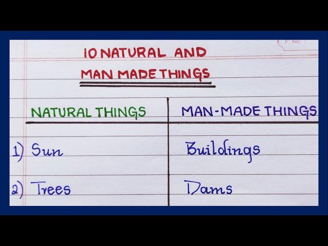 Natural and Man made things | 5 | 10 Natural and Man made things | in English