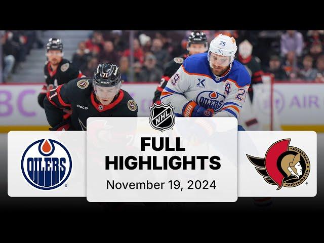 NHL Highlights | Oilers vs. Senators - November 19, 2024