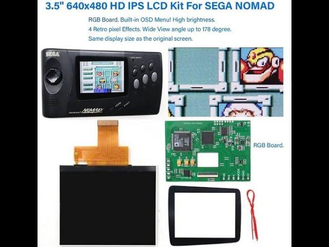 Sega Nomad OSD LCDDRV Upgrade & Compare (RGB LCD kit from ebay)