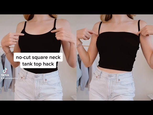 No-Cut Square Neck Tank Top Hack!