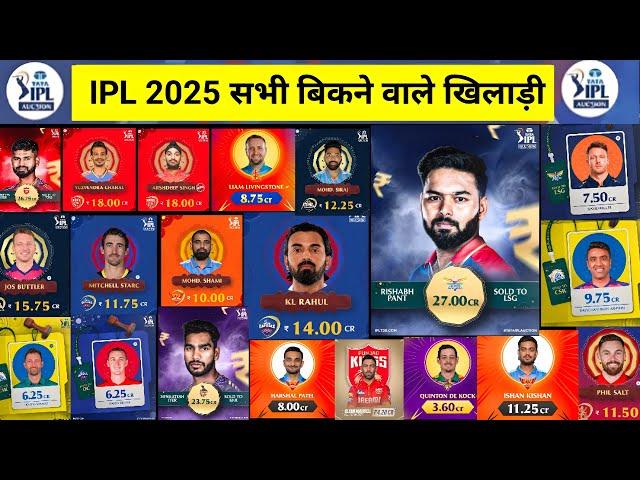 IPL 2025 Auction All sold players List,Team,Price | IPL नीलामी में कौन खिलाड़ी कितने करोड़ का बिका