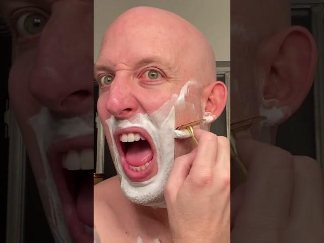 ASMR safety razor shave (mustache growth 3 days) #shorts